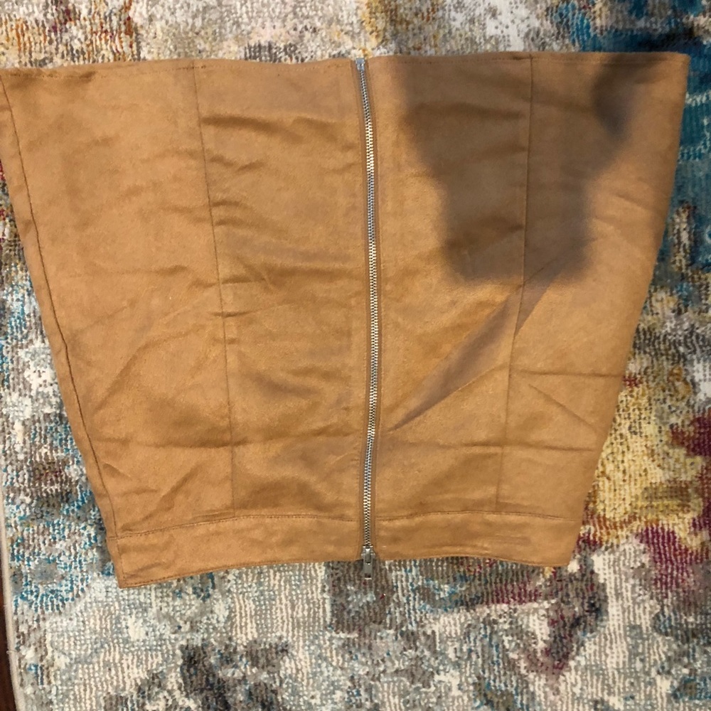Tan zip up skirt